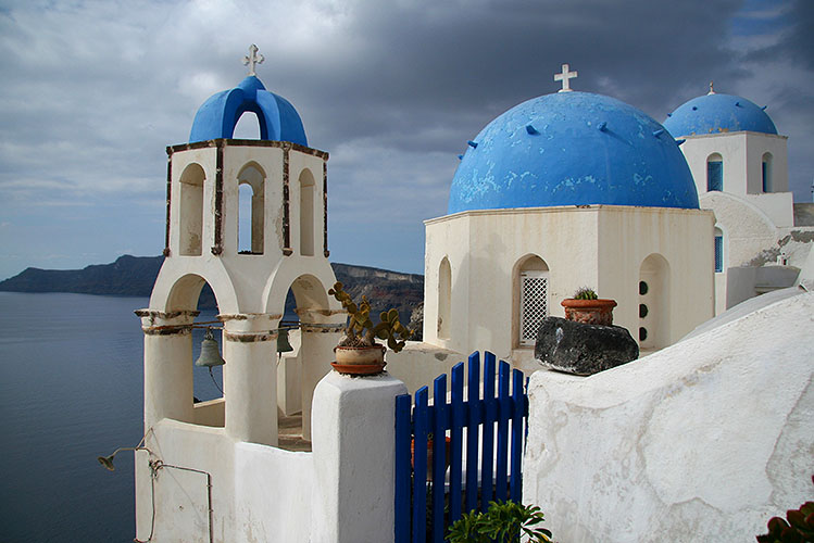 blue dome church santorini
