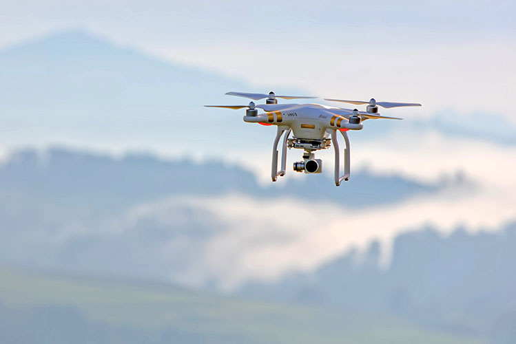 drone camera in flight
