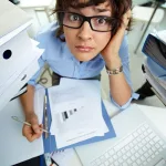 face close up of a stressed woman