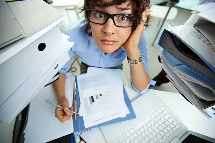 face close up of a stressed woman