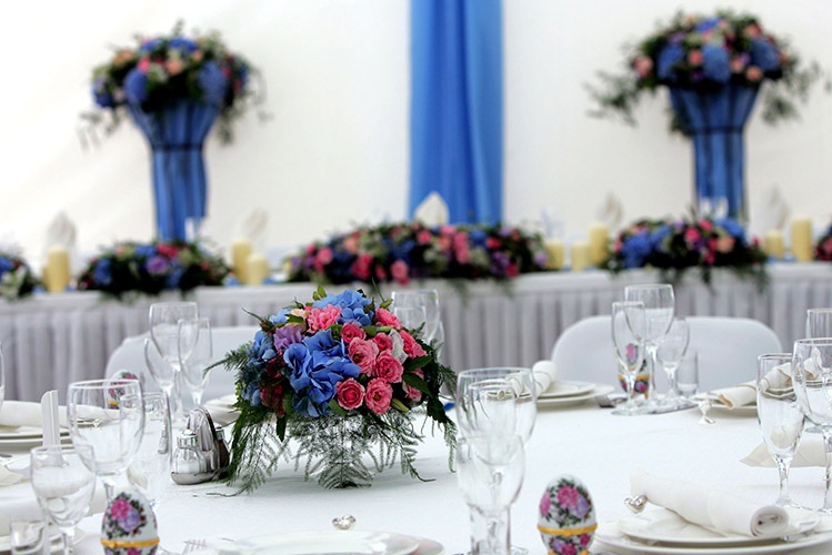 laid table at wedding reception venue