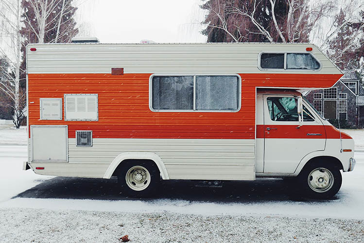 rv parked outside winter